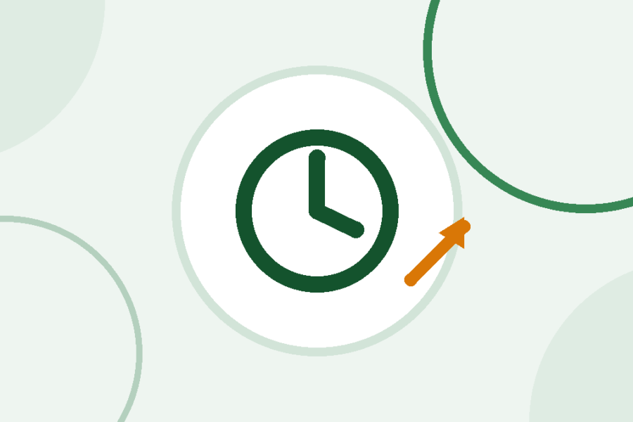 Icono de un reloj con una flecha que sube
